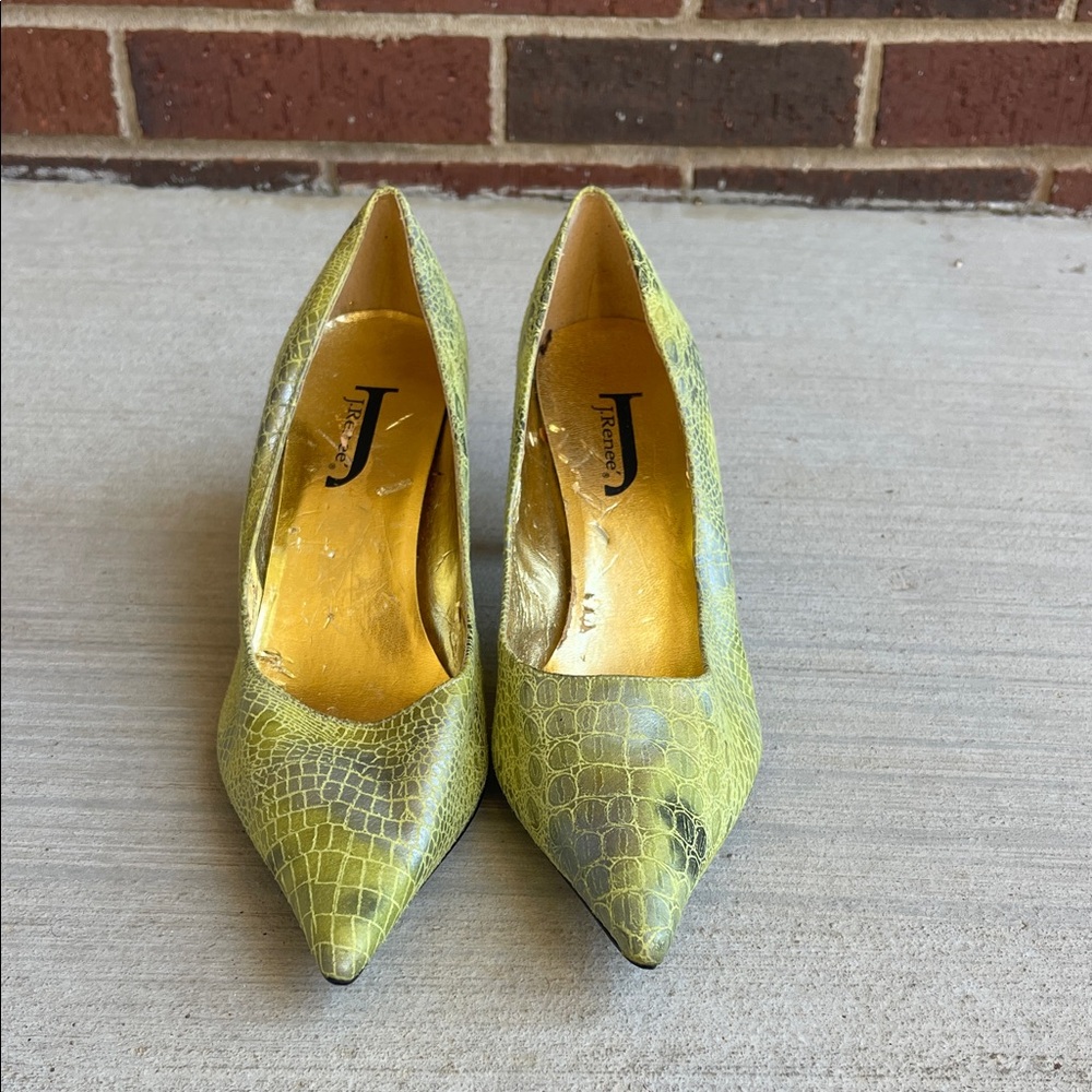 J.Renee Vibrant Yellow and Gray Snakeskin Heels